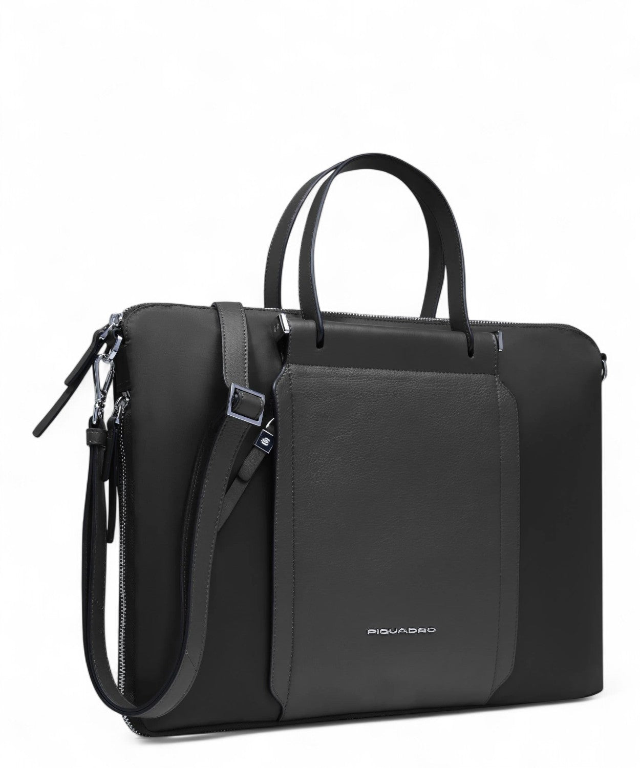 Borsa Lavoro Sottile Porta PC 15,6" in Pelle e Tessuto-Piquadro-Borse da lavoro-Vittorio Citro Boutique