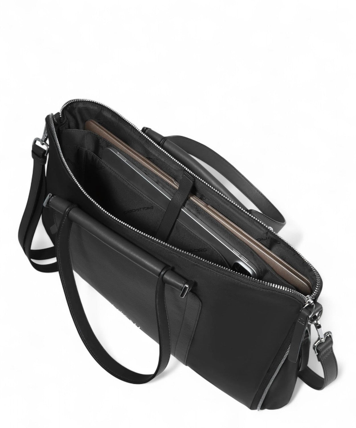 Borsa Lavoro Sottile Porta PC 15,6" in Pelle e Tessuto-Piquadro-Borse da lavoro-Vittorio Citro Boutique