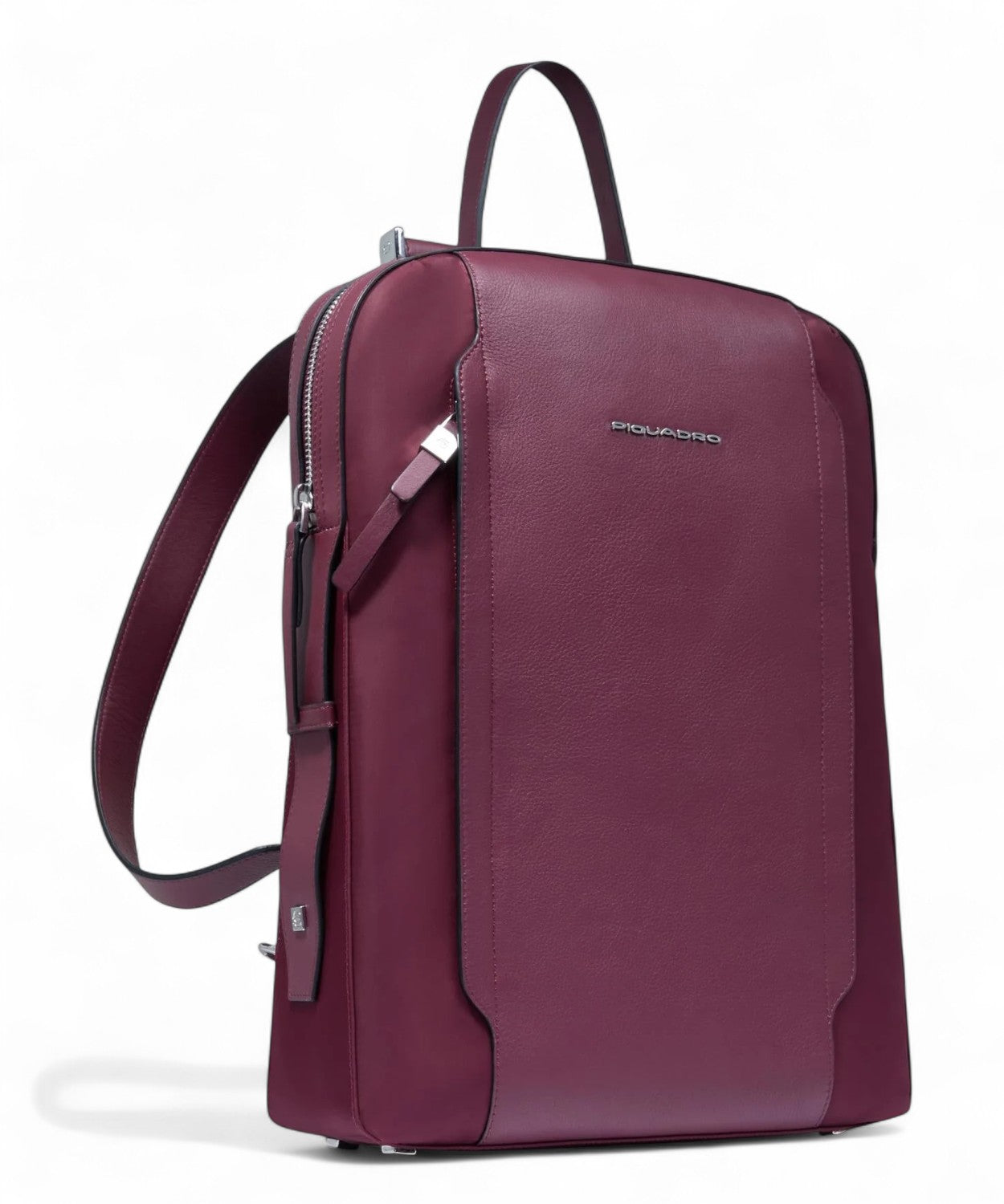 Zaino Porta PC 14" in Pelle e Tessuto con Tasca Power Bank-Piquadro-Zaini-Vittorio Citro Boutique