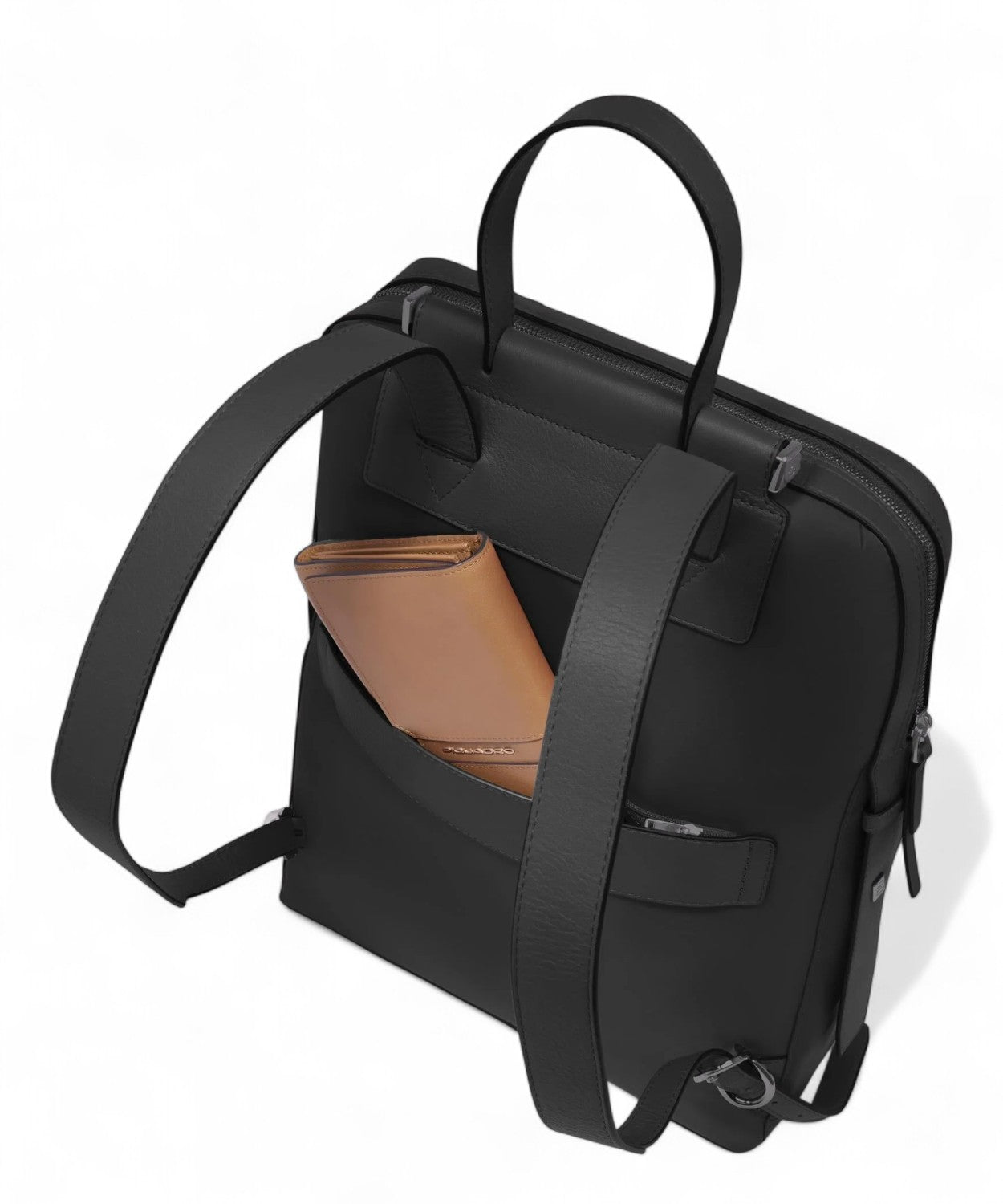 Zaino Porta PC 14" in Pelle e Tessuto con Tasca Power Bank-Piquadro-Zaini-Vittorio Citro Boutique