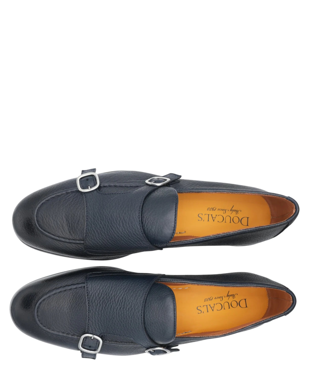 Mocassin homme Doucal’s à double boucle en cuir bleu