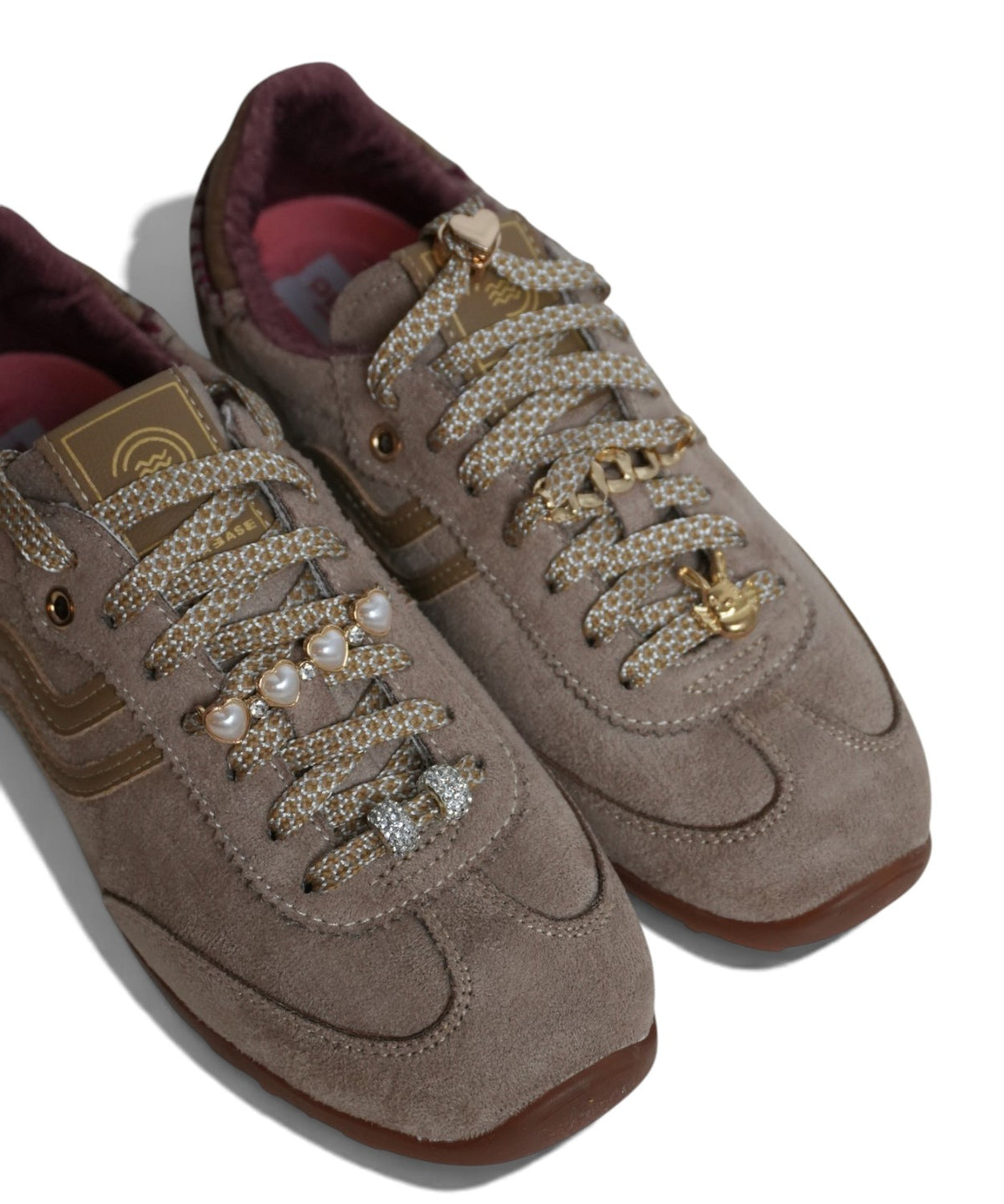 Sneakers Primabase in Suede con Lacci Lurex e Charms