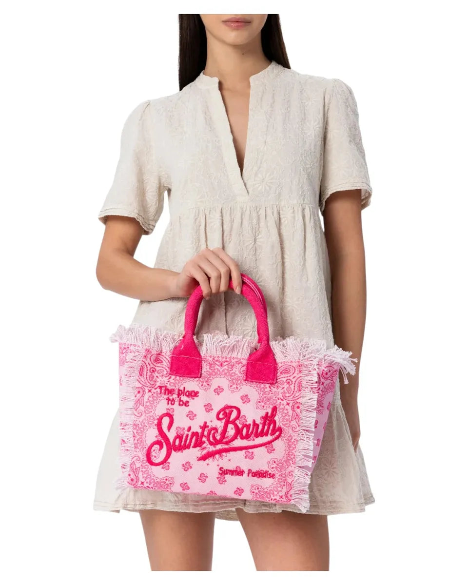 Colette Bandana Rosa in Canvas con Frange-Borse a mano-Mc2 Saint Barth-Vittorio Citro Boutique