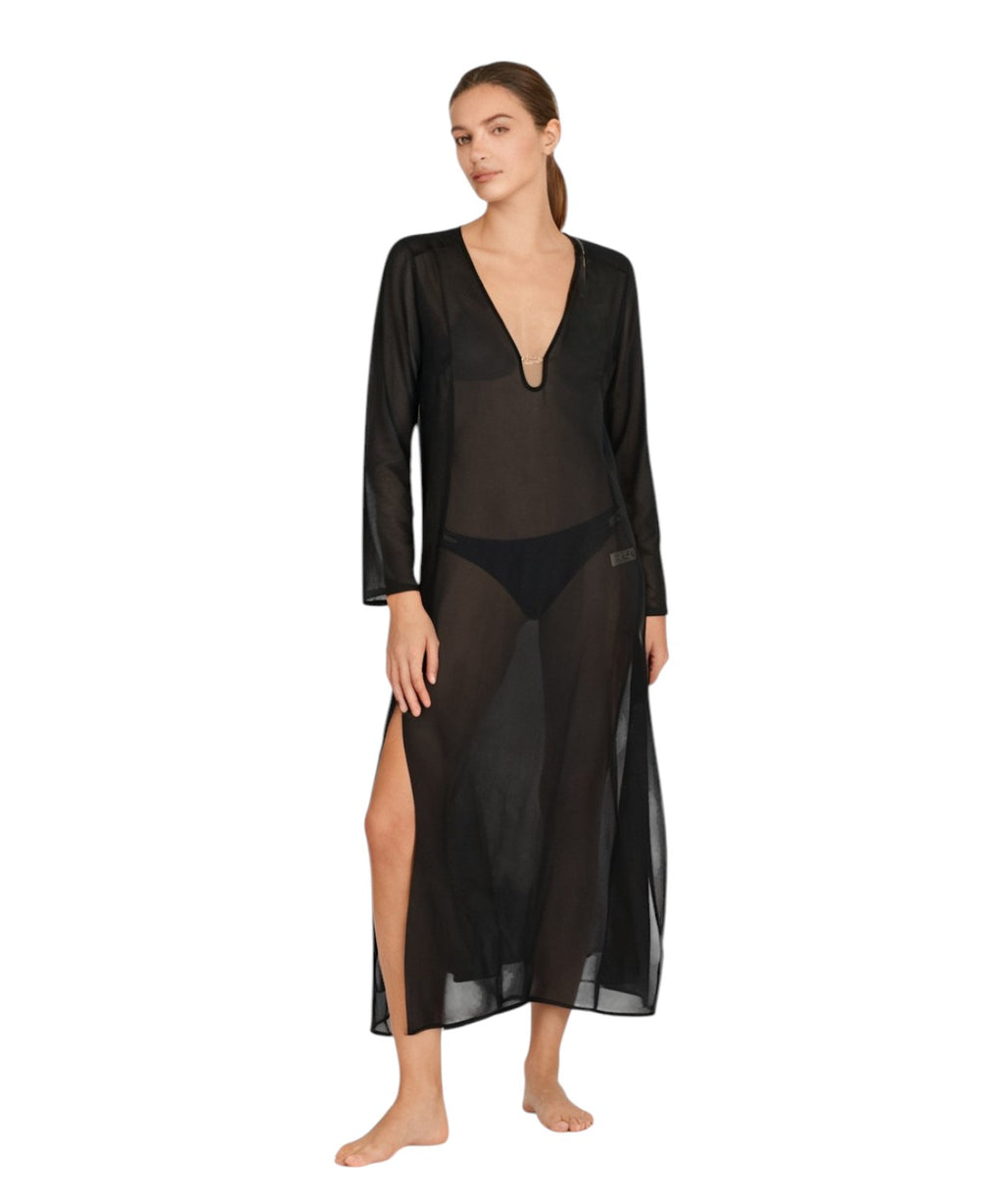 Cache-maillot en georgette avec logo central