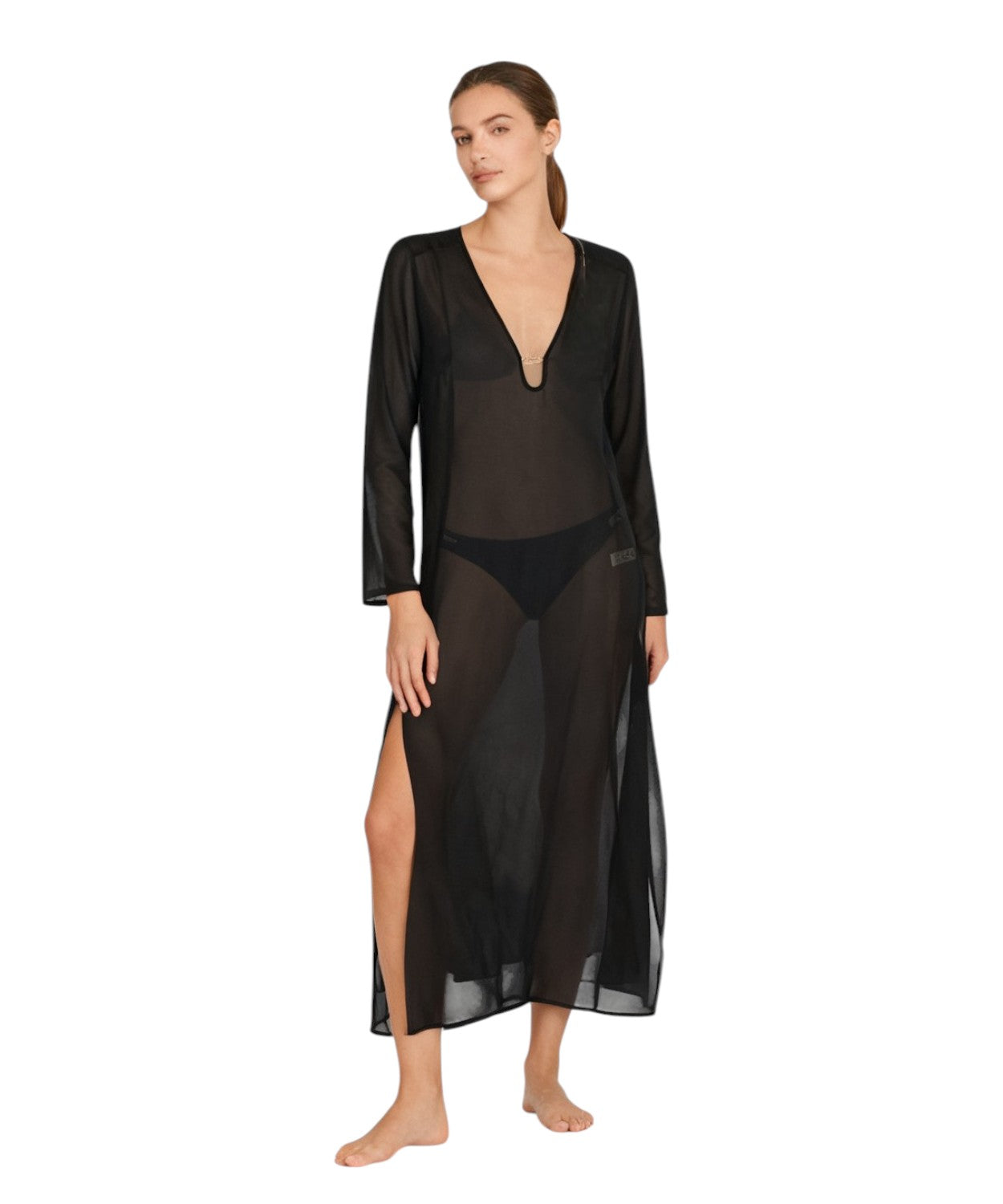 Cache-maillot en georgette avec logo central