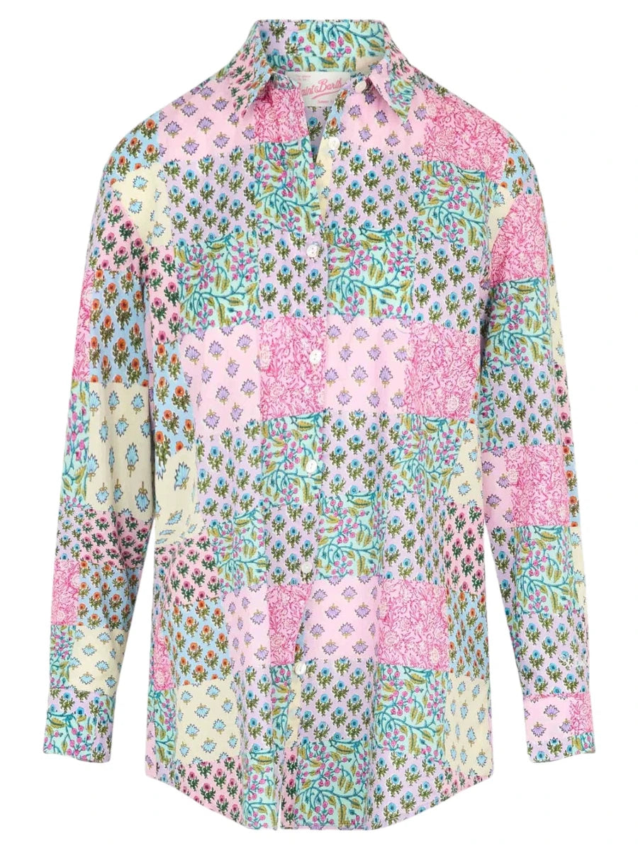 Camicia over Brigitte in cotone con stampa fiori-Mc2 Saint Barth-Camicie-Vittorio Citro Boutique