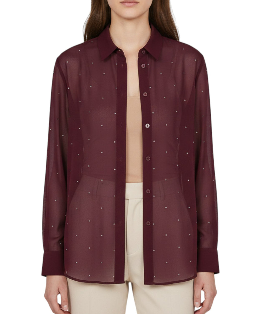 Chemise MC2 Saint Barth Brigitte en georgette avec strass