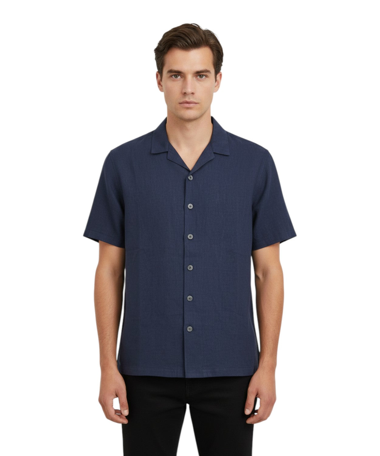 Chemise Homme Lin Manches Mi-longues - Alpha Studio