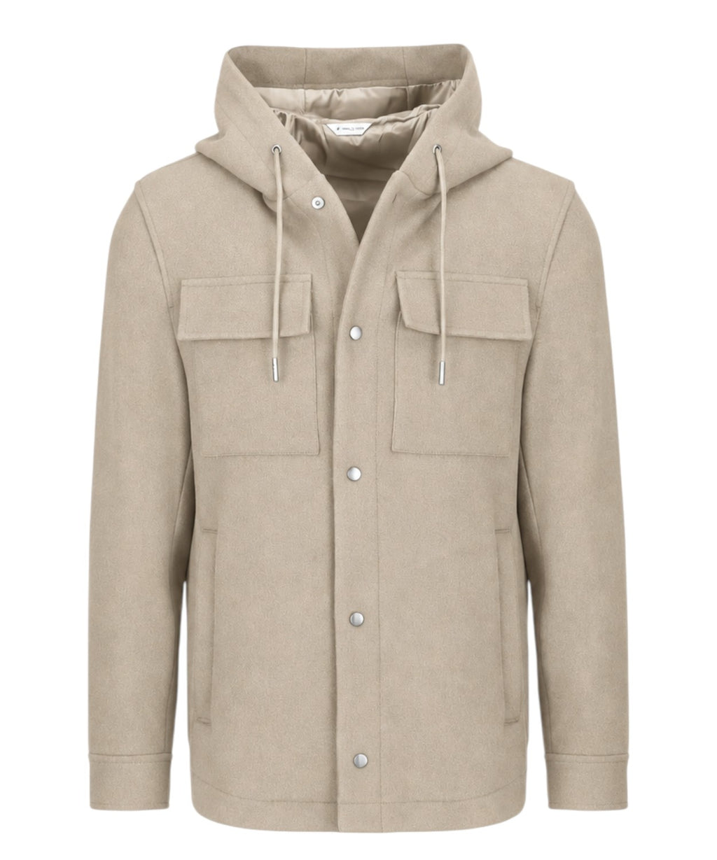 Blouson Homme à capuche en drap mélangé de laine