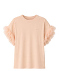 Twinset T-shirt en coton stretch avec manches bouffantes en tulle