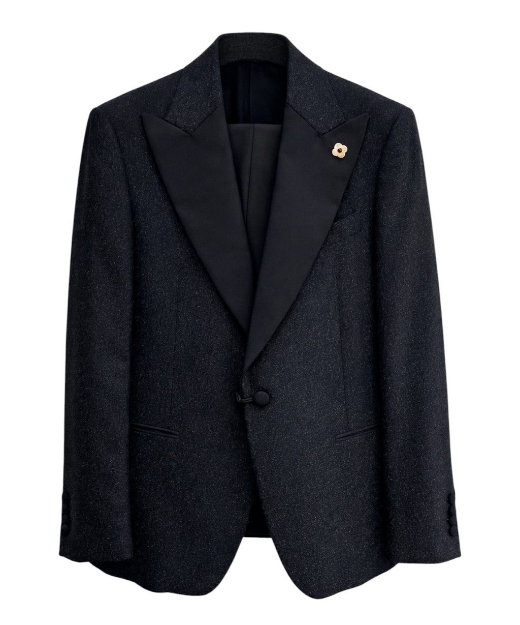 Abito uomo Lardini con trama lurex e rever a lancia