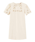 Robe courte en mélange de lin avec broderie élégante