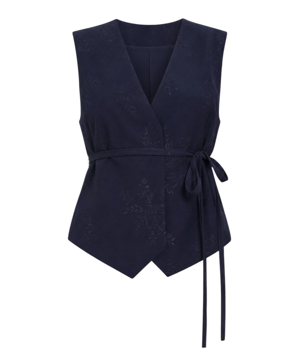 Gilet Femme Twinset Brodé avec Ceinture à la Taille