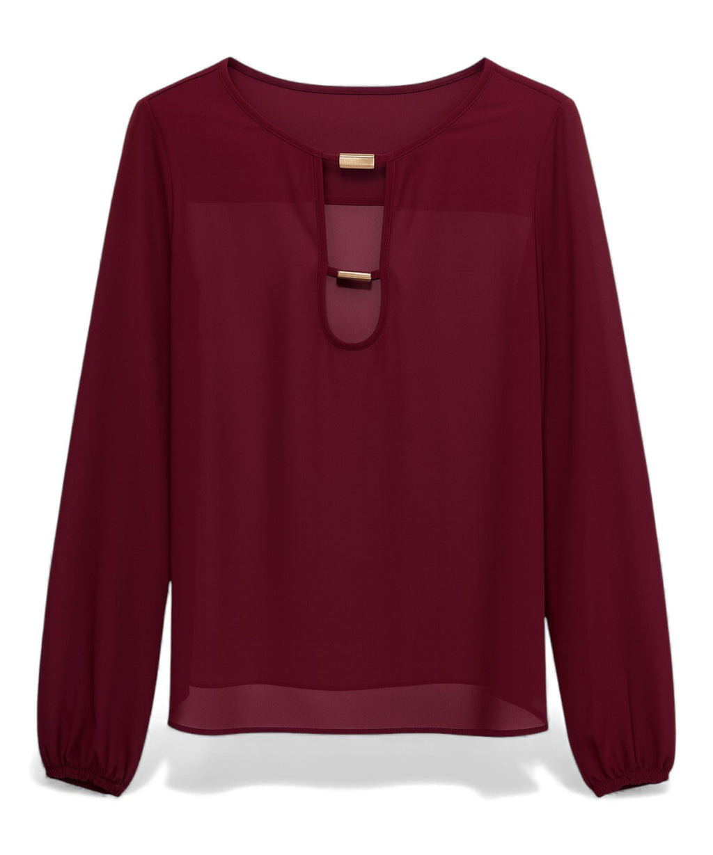 Blouse en Chiffon Tuwè Élégante avec Encolure Goutte