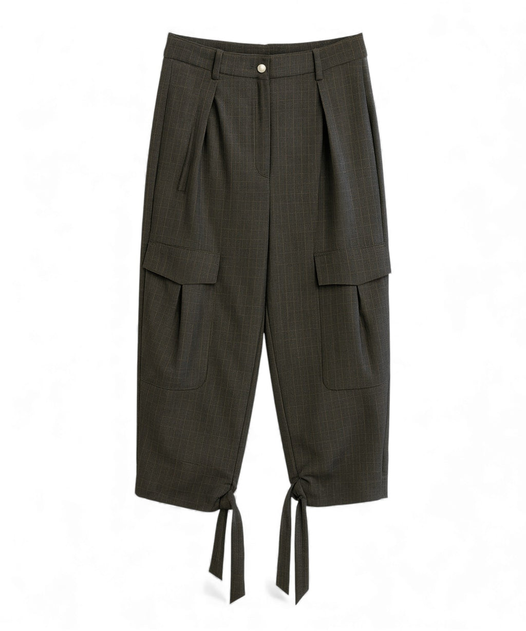Pantalon Cargo à Rayures avec Cordon de Serrage