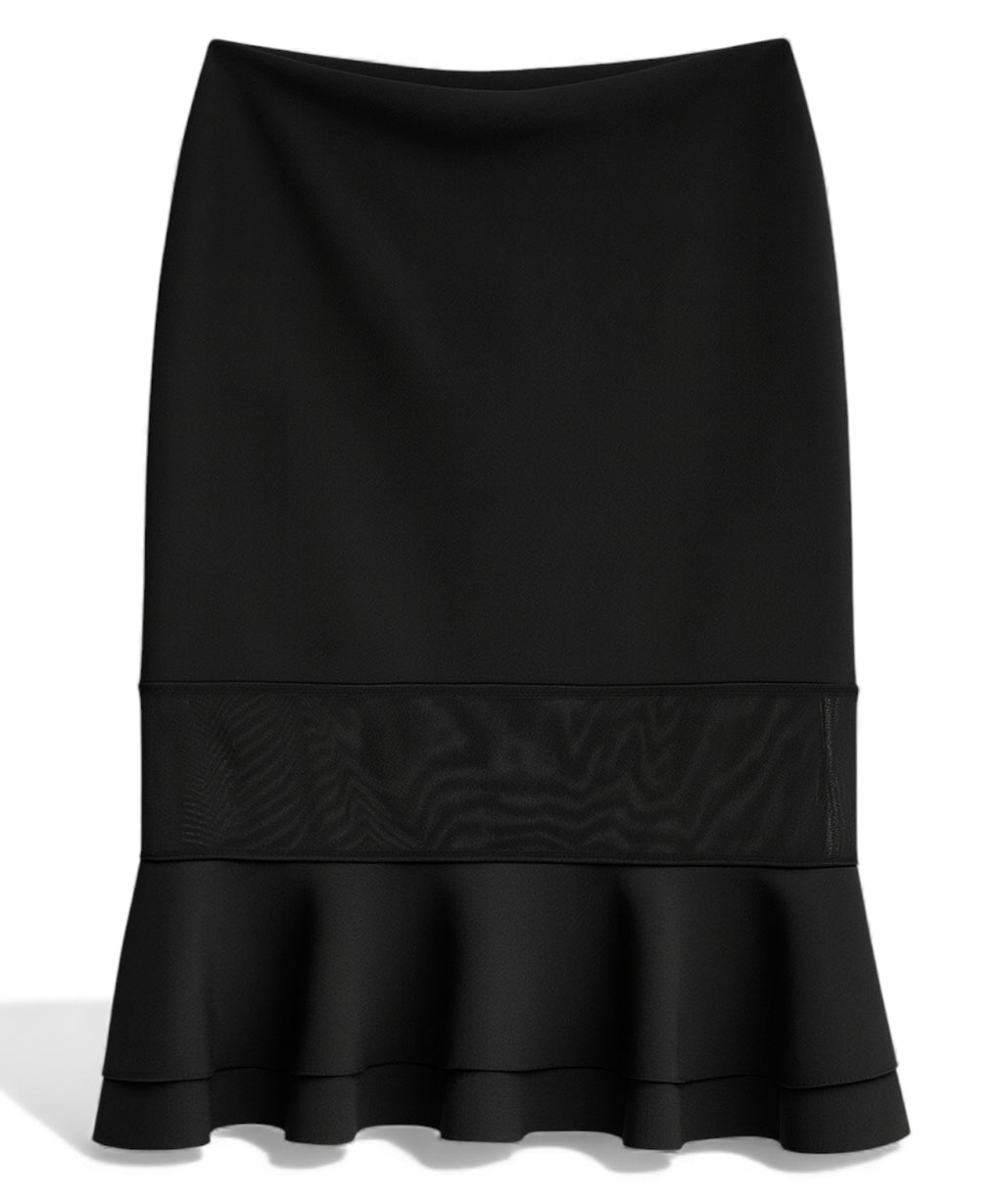 Jupe Noire avec Volants et Bande en Organza