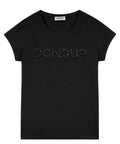 T-shirt élégant avec logo et perles ton sur ton