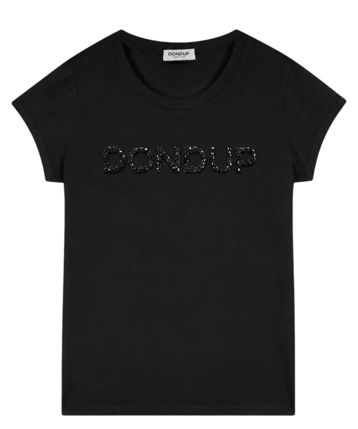 T-shirt élégant avec logo et perles ton sur ton