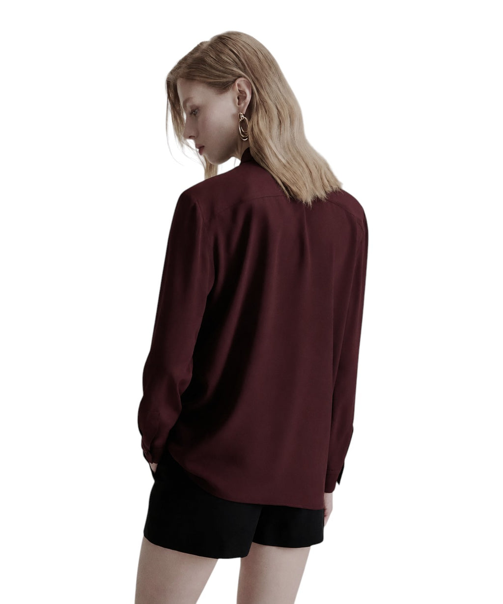 Camicia Donna in Crêpe de Chine con Fiore Elegante