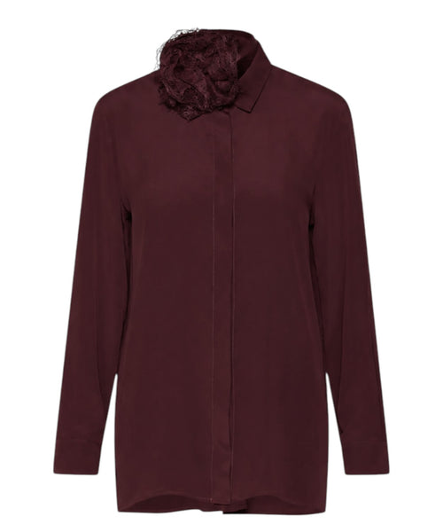 Camicia Donna in Crêpe de Chine con Fiore Elegante