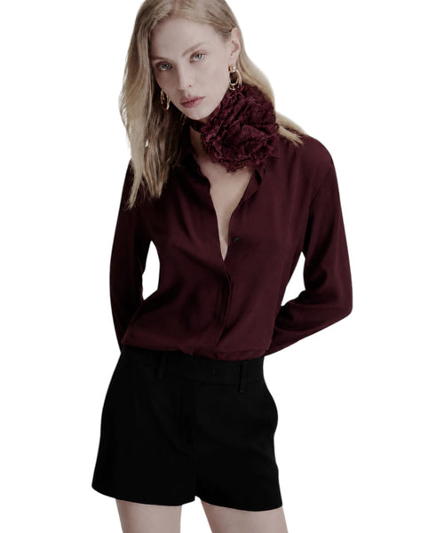 Camicia Donna in Crêpe de Chine con Fiore Elegante