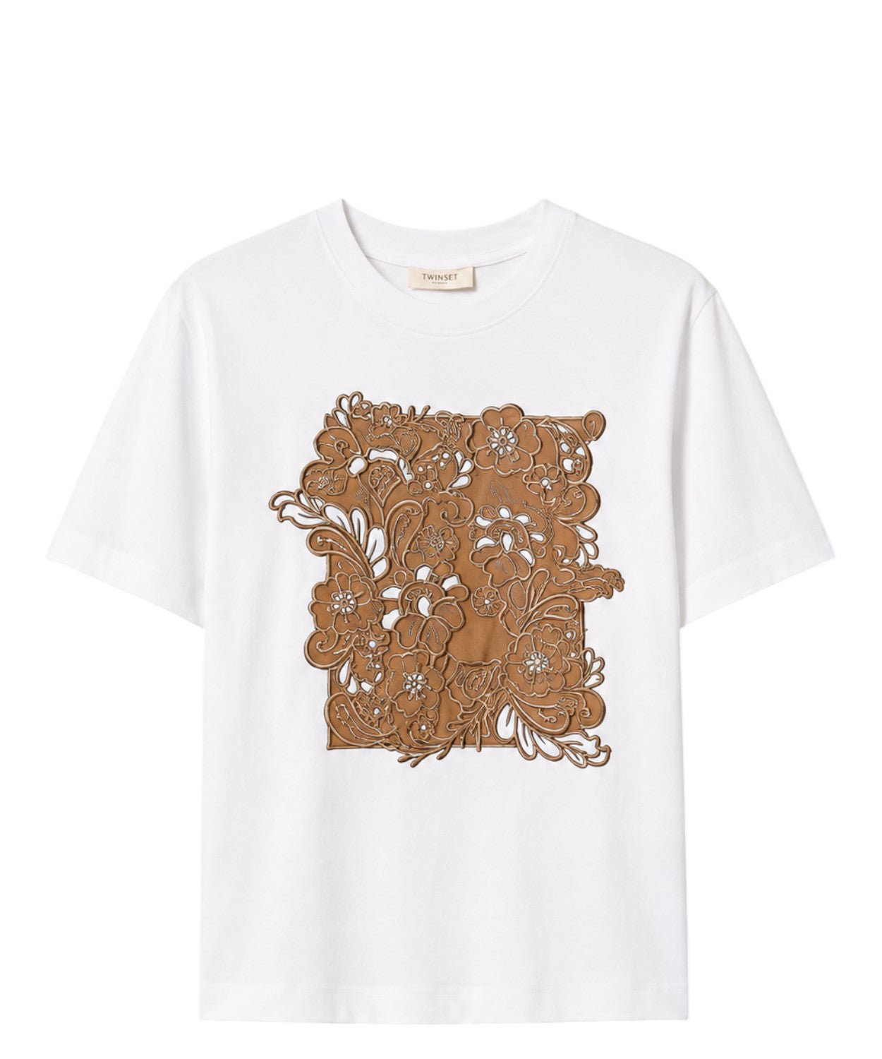 T-Shirt Donna Cotone con Ricamo Patch