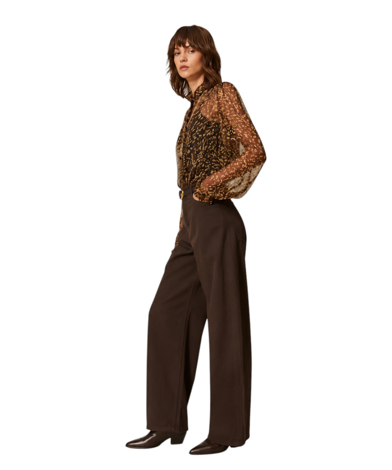 Pantaloni Barrel in Bull di Cotone con Cintura