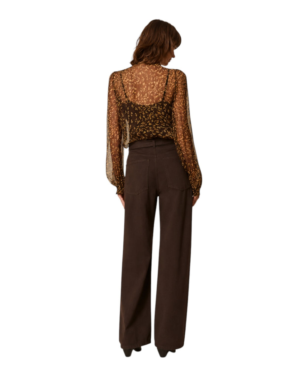Pantaloni Barrel in Bull di Cotone con Cintura