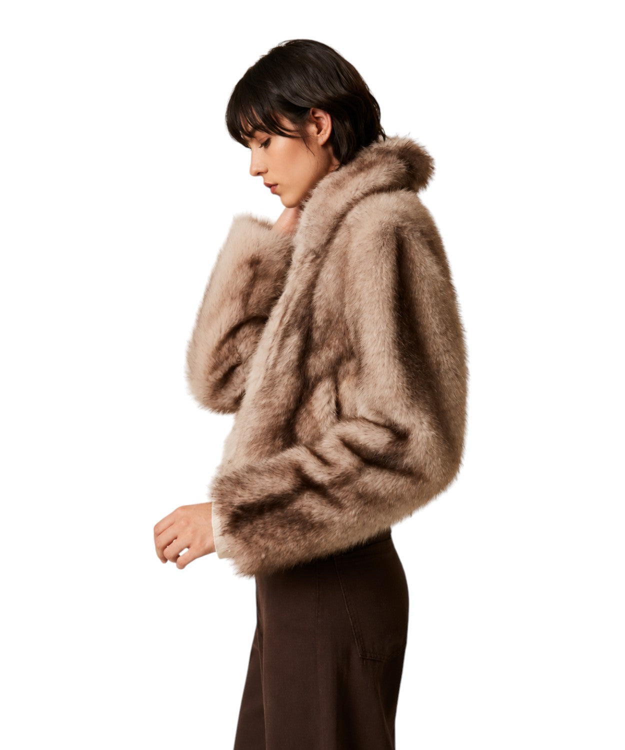 Giacca Donna in Faux Fur con Stampa Sfumata