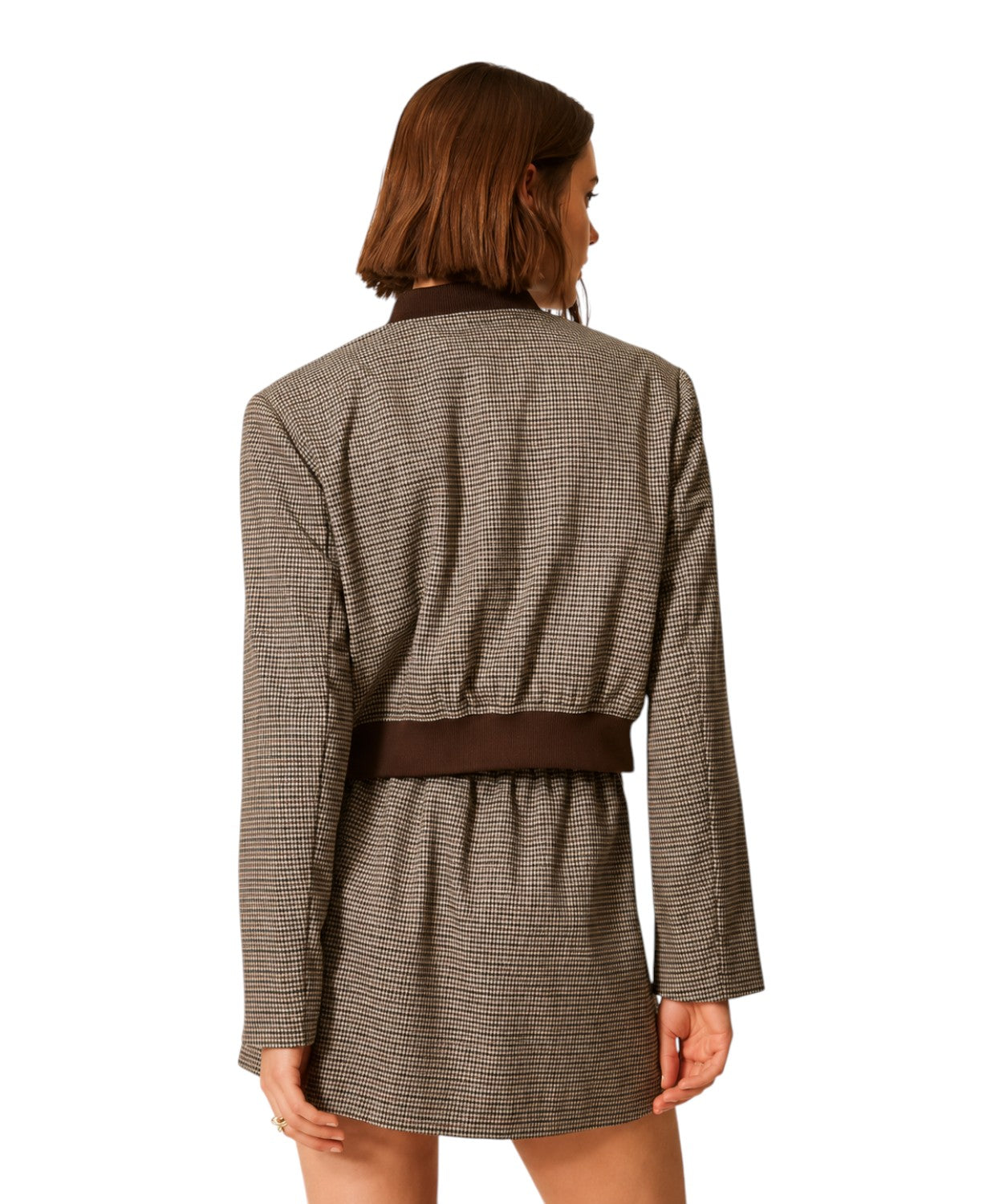 Bomber Donna Pied-de-Poule con Tasche