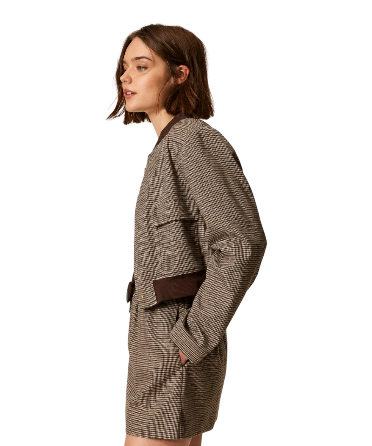 Bomber Donna Pied-de-Poule con Tasche