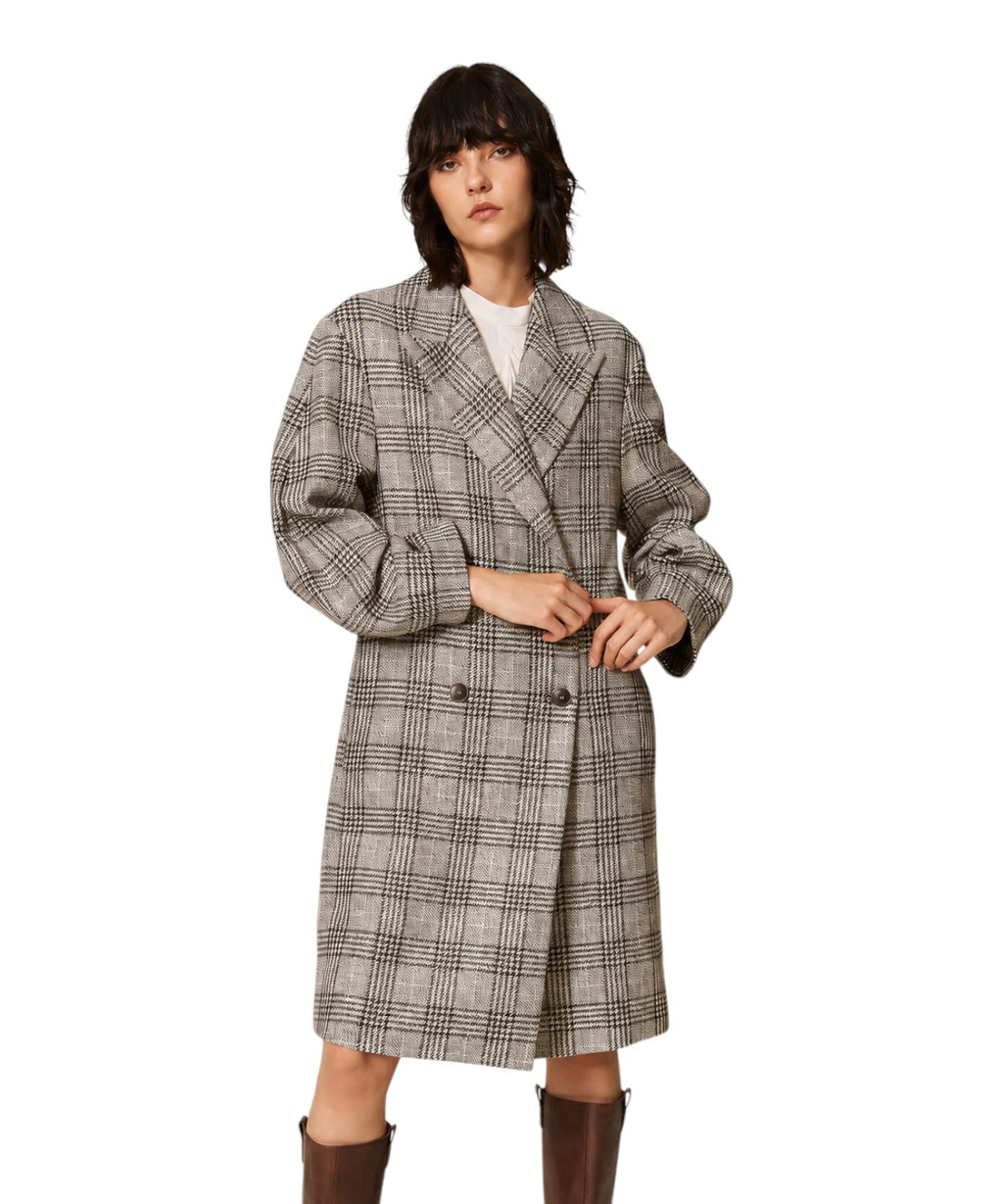 Cappotto Donna in Panno Check con Paillettes
