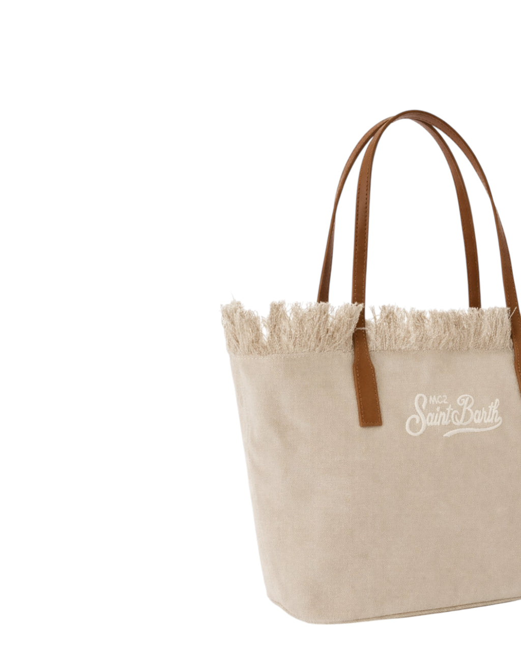 Sac City Medium Beige en toile avec franges