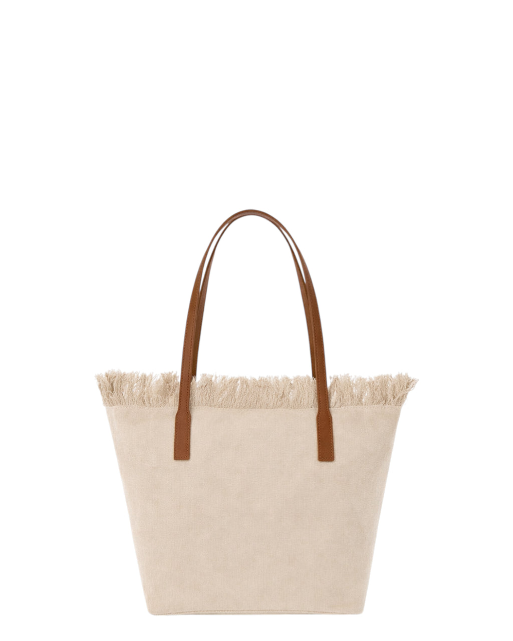 Sac City Medium Beige en toile avec franges
