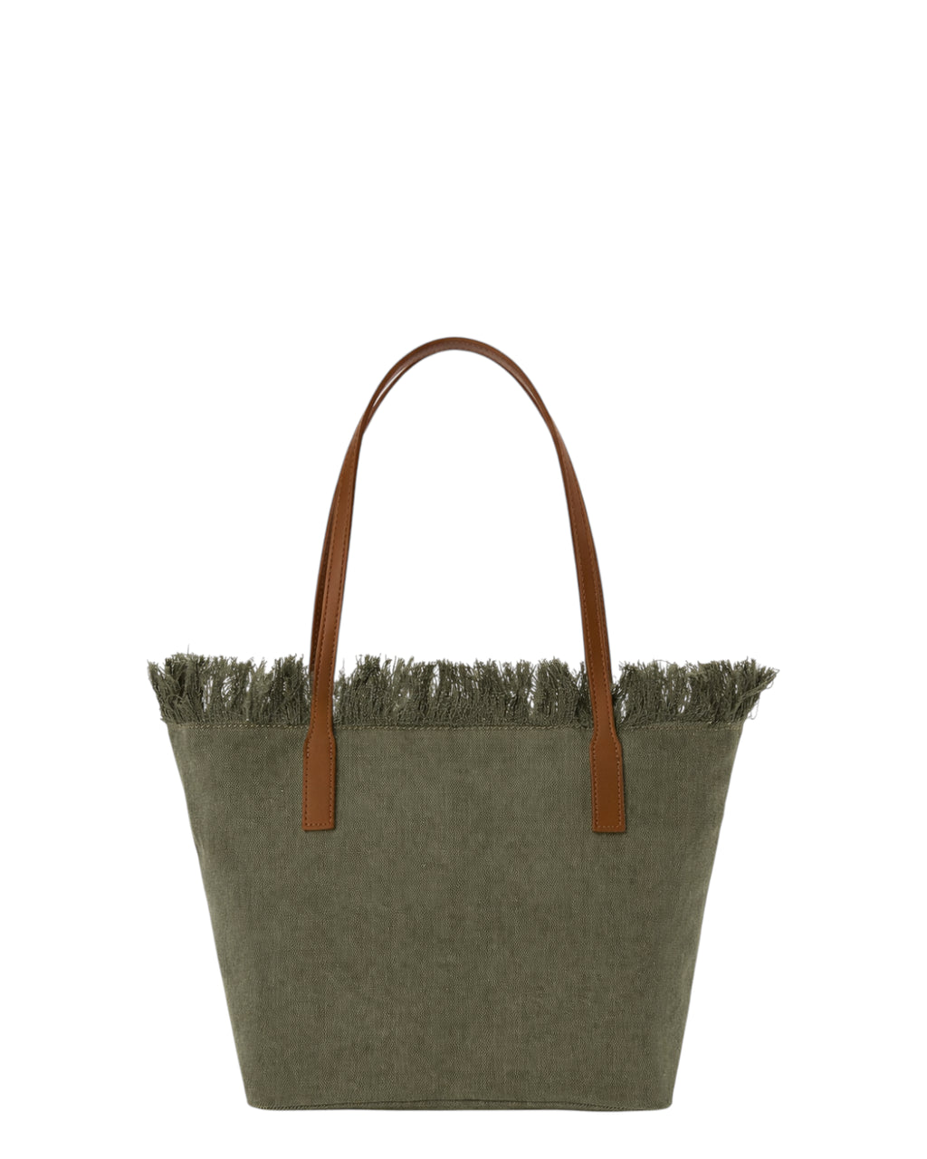 Sac City Medium Vert en Canvas avec Franges