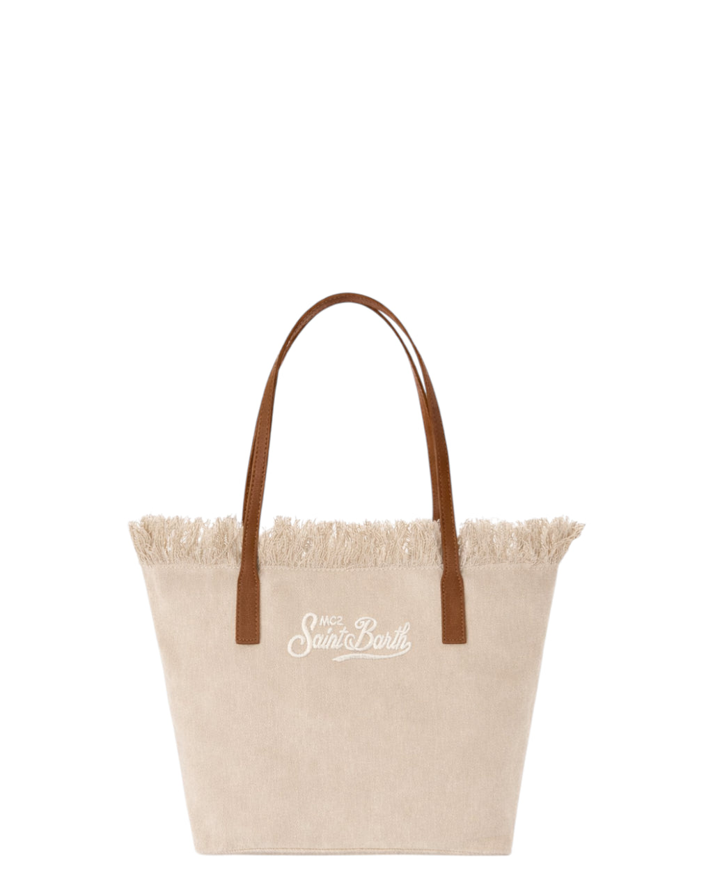 Sac City Medium Beige en toile avec franges