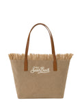 Borsa City Medium in Canvas Beige con Frange