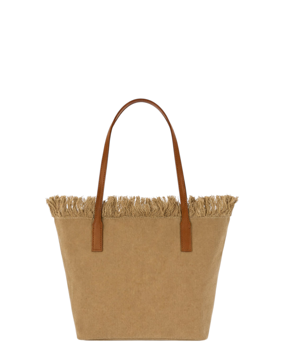Borsa City Medium in Canvas Beige con Frange