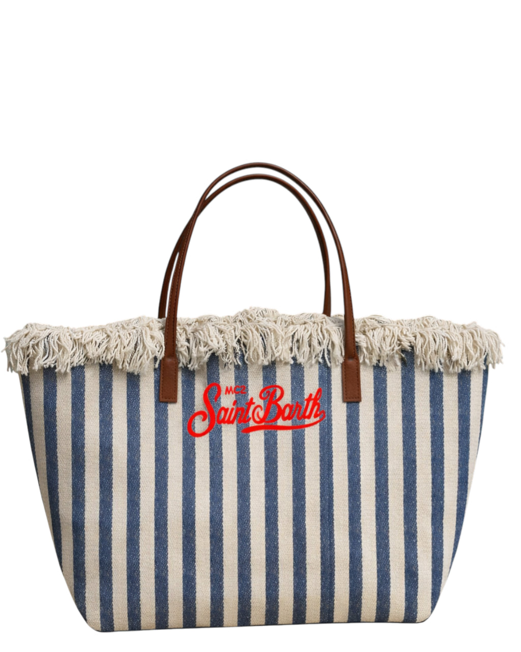 Shopper City MC2 Saint Barth en toile à rayures bleues