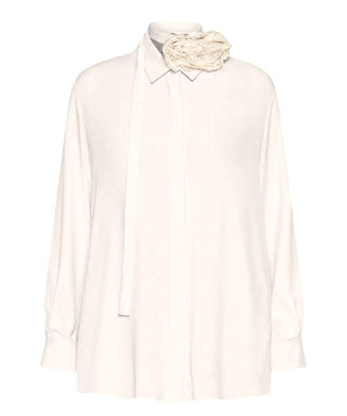 Camicia Donna in Crêpe de Chine con Fiore