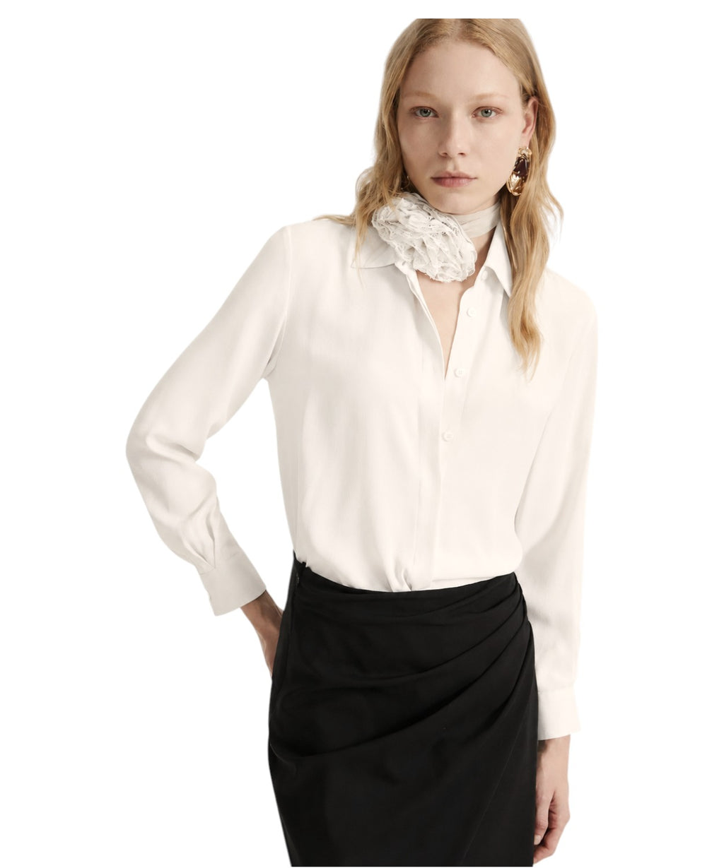 Camicia Donna in Crêpe de Chine con Fiore