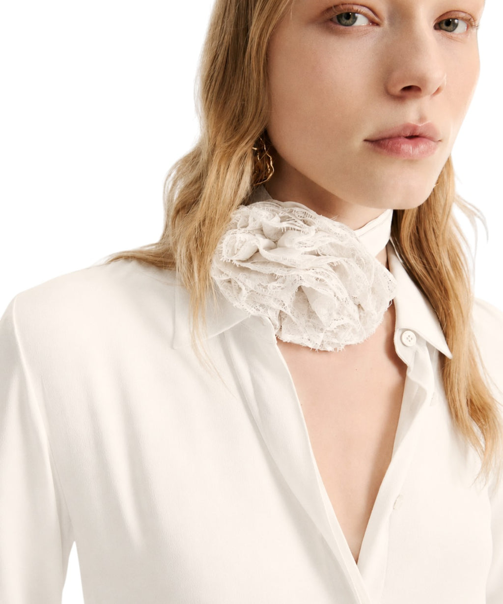 Camicia Donna in Crêpe de Chine con Fiore