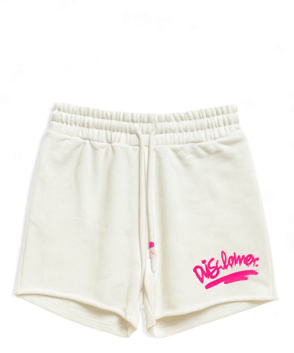 Shorts Tuta Disclaimer avec logo rose fluo