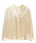 Blusa in Satin Blubianco con Scollo a V