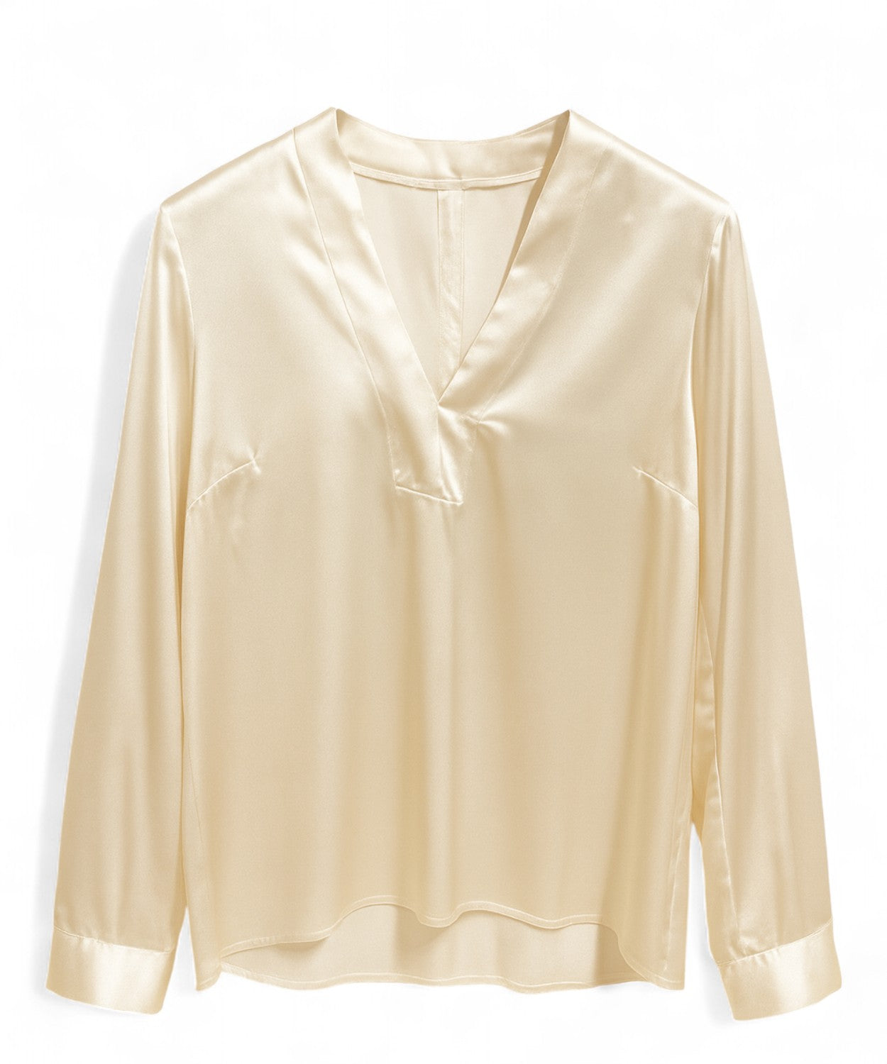 Blusa in Satin Blubianco con Scollo a V