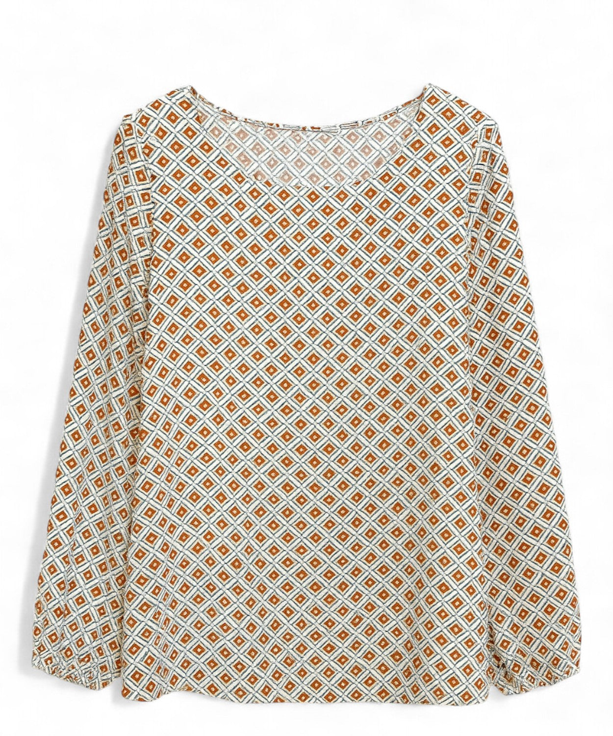 Blusa in Crepe con Fantasia Geometrica