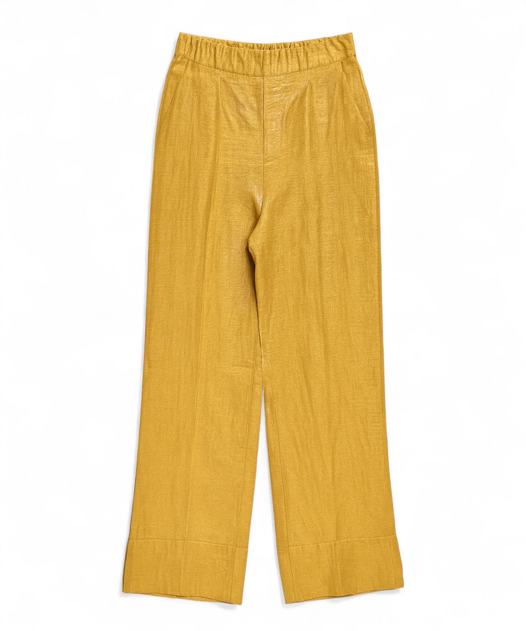 Pantalon en lin irisé à jambe droite
