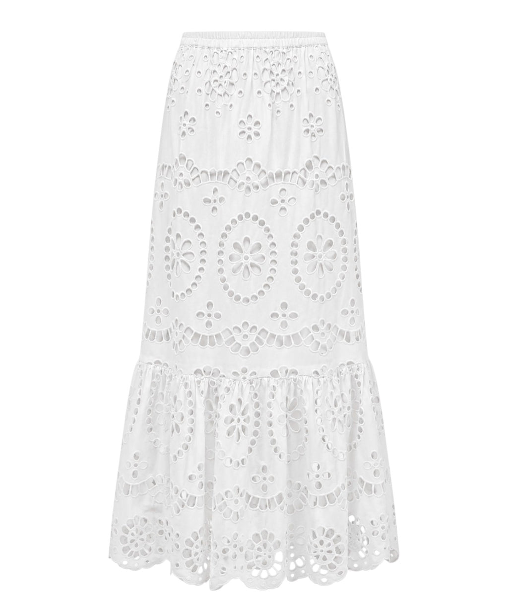 Jupe en coton sangallo avec volants pour un look estival