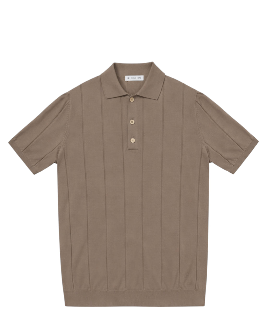 Polo Homme en Coton Crêpe Côtes Plates