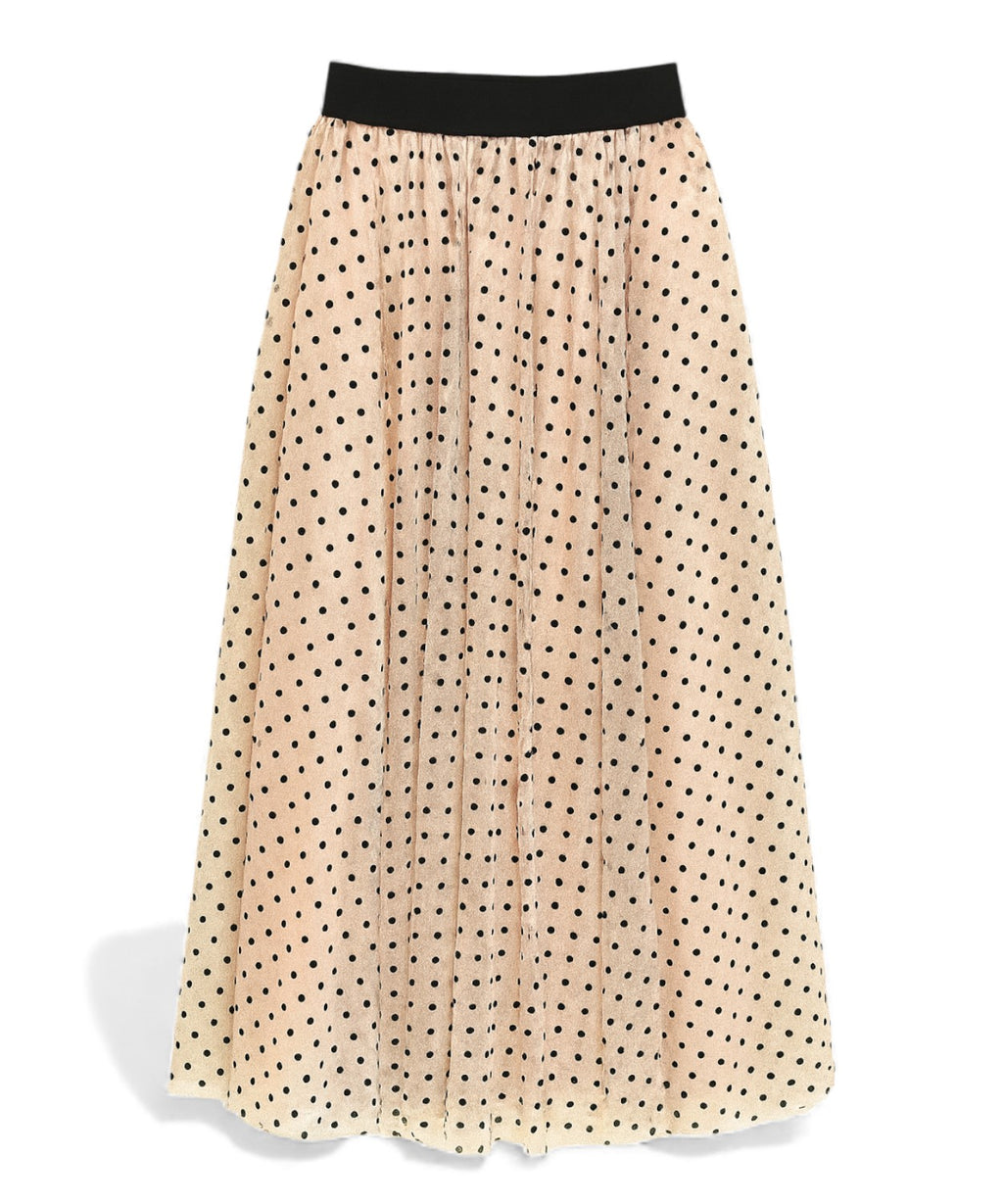 Jupe en tulle à pois avec élastique à la taille